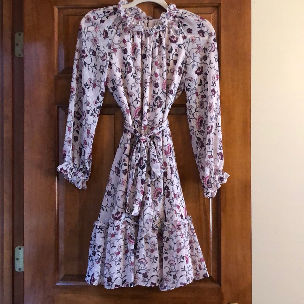 Eliza J Floral Ruffle Long Sleeve Chiffon Dress